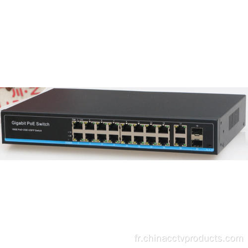 Interrupteur PoE 16Ports avec Gigabit Remink et SFP